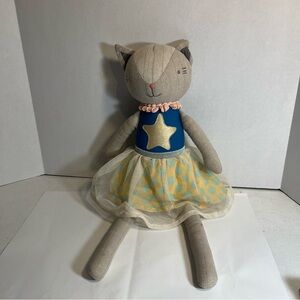 Pillowfort cat throw pillow 18 inches dressed in ballerina skirt.